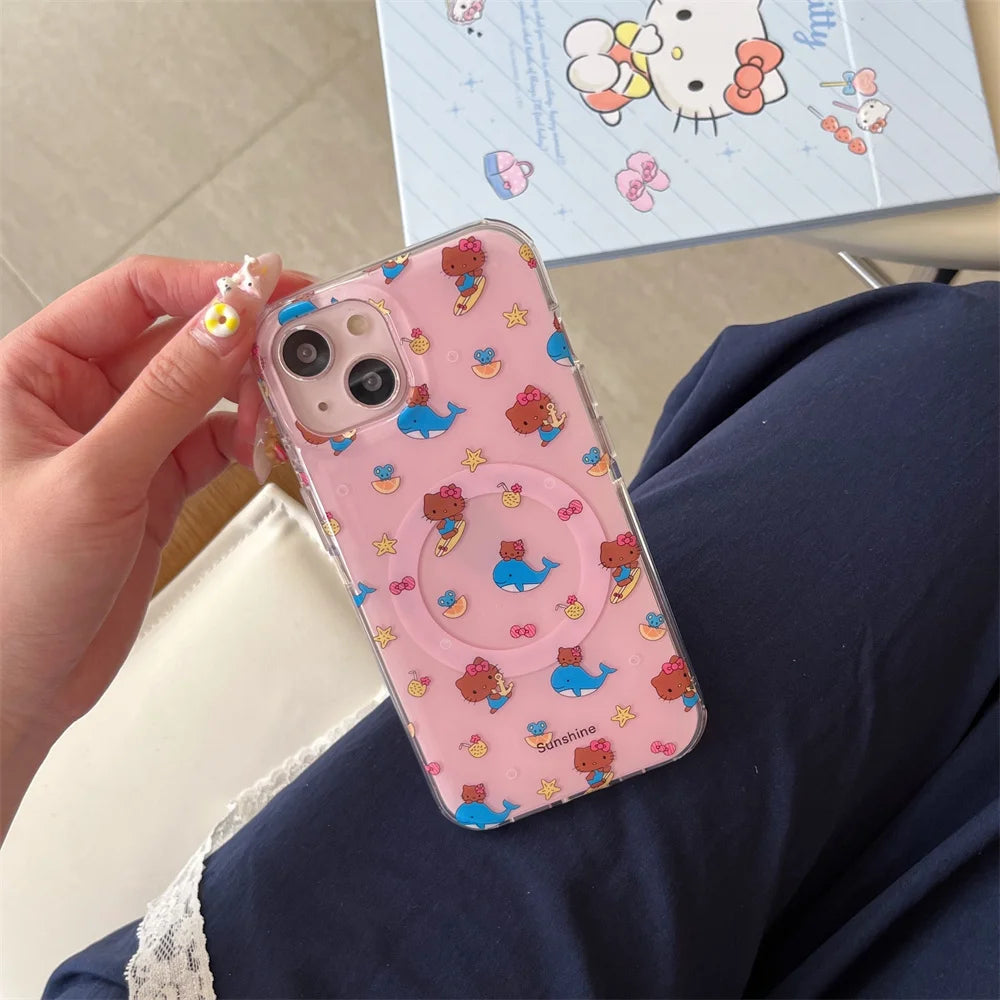 Hello Kitty Cat Magnetic Stand Pink Phone Case