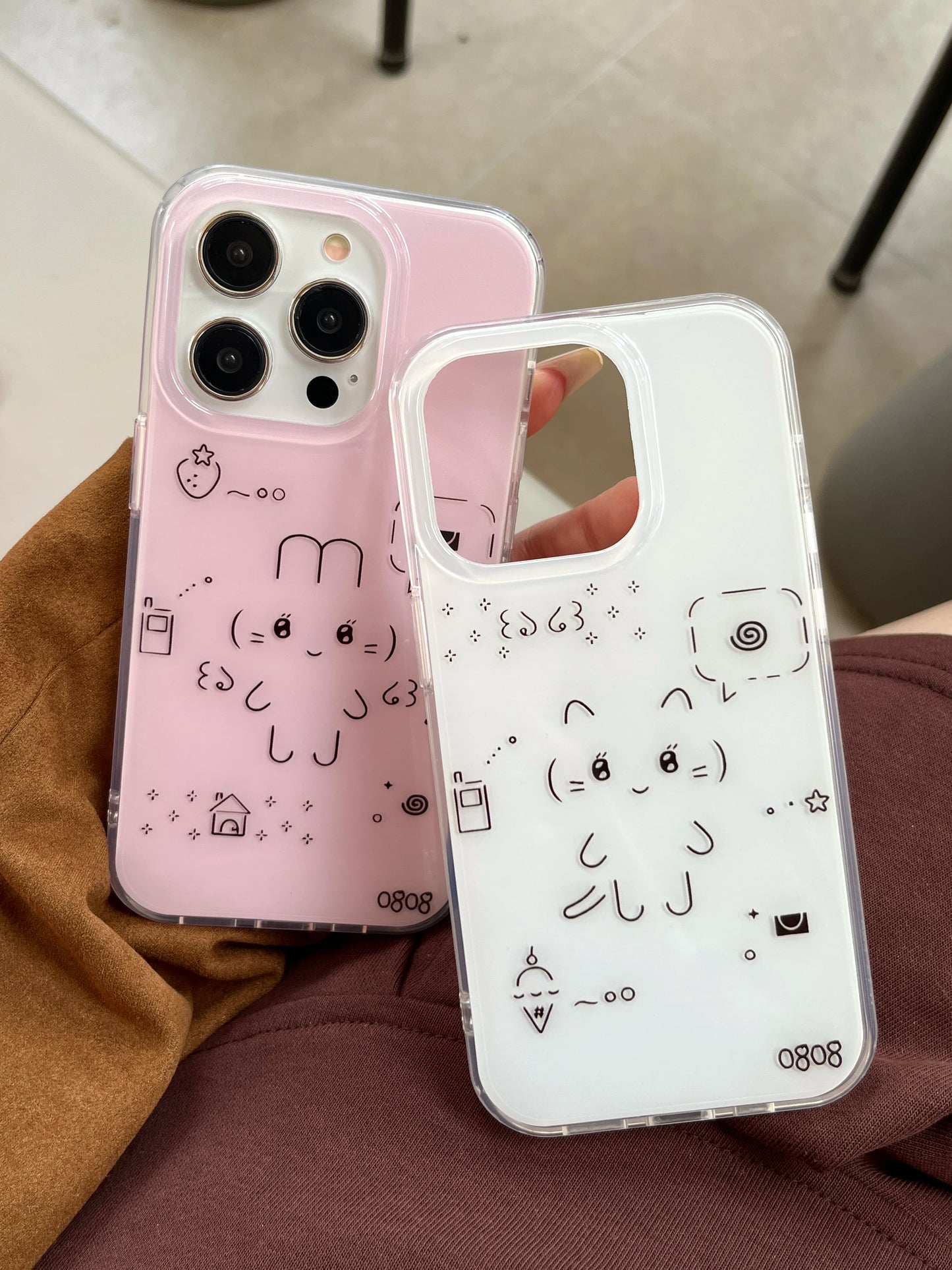 Cute Line Rabbit Cat Phone Case