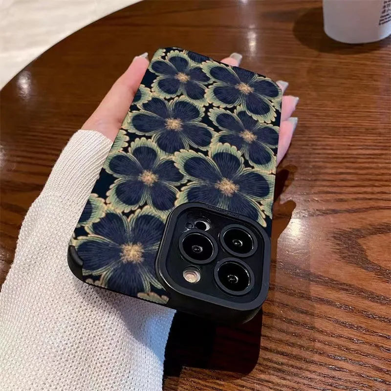 Green Black Flower Phone Case