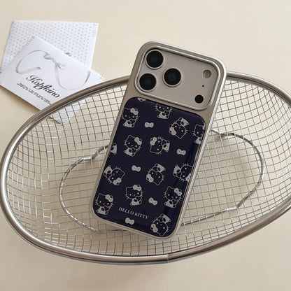 Silver Edge Drip Glue Hidden Blue Kitty Is Suitable For Apple Phone Case