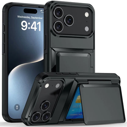Heavy Duty Wallet Card Slot Phone Case For iPhone