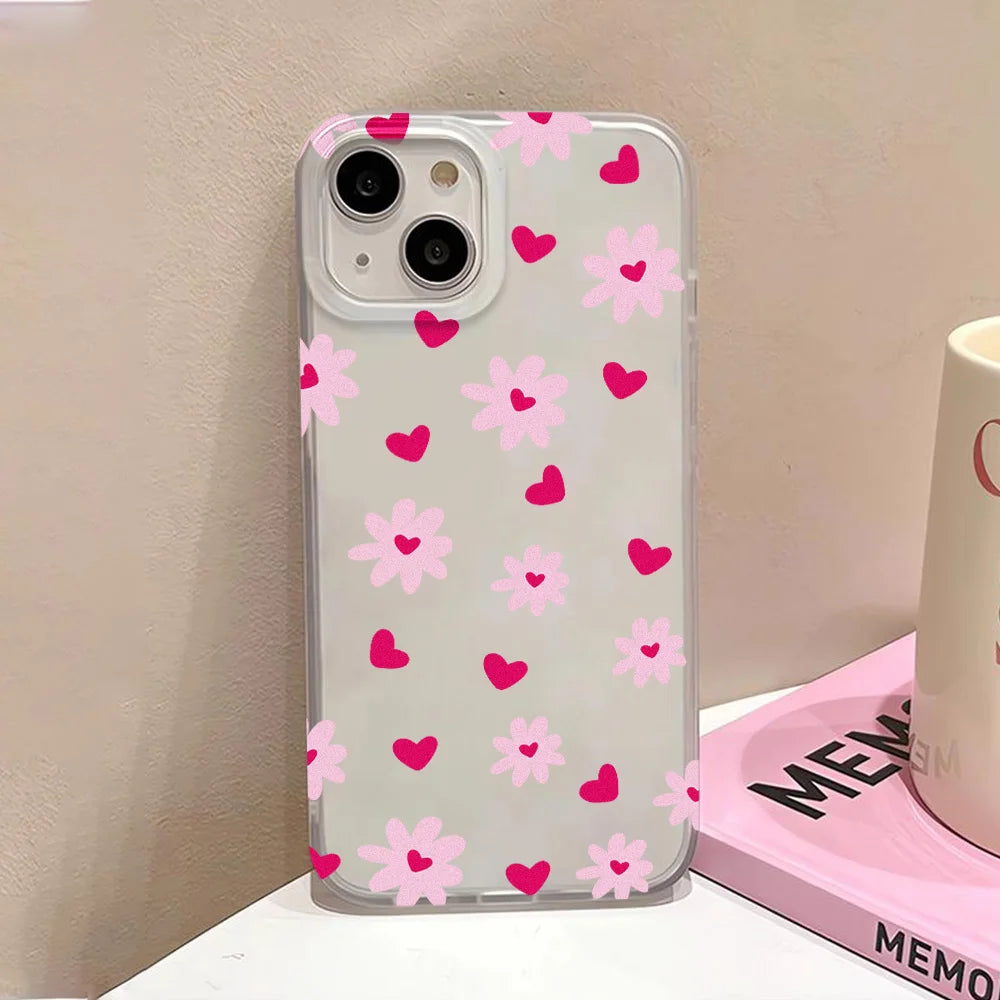 Pink Love Heart Phone Case For iPhone