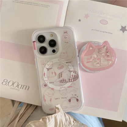 Kawaii Cartoon Cat Magnetic Phone Case
