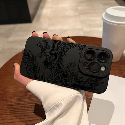 Black Chinese Dragon Silicone Phone Case For iPhone