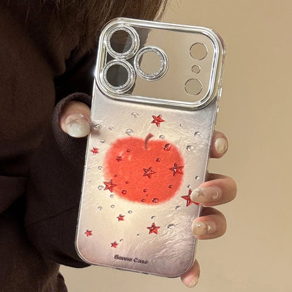 Korean Red Apple Stars Pattern Phone Case For iPhone