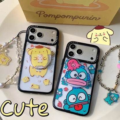Magnetic Grip Holder Magsafe Wireless Charge Sanrio Hangyodon Pom Purin Phone Case For iPhone