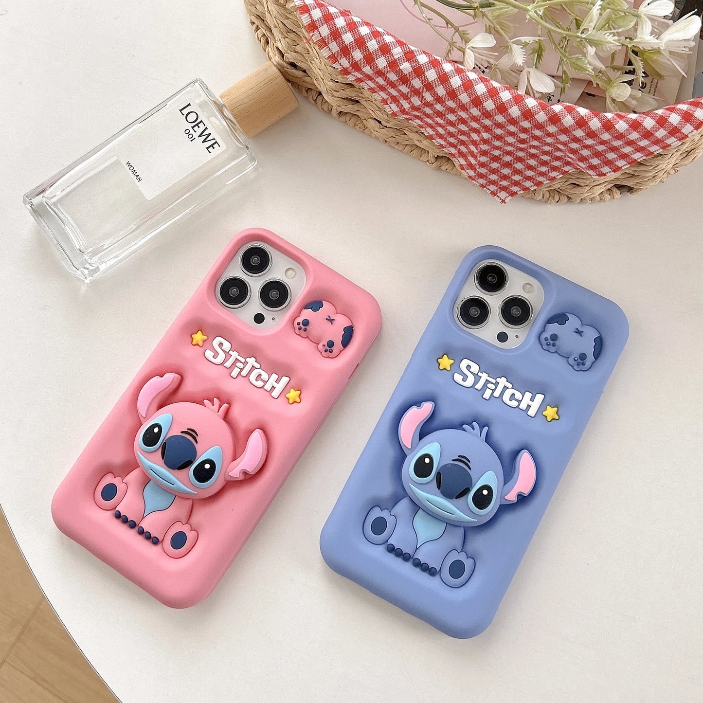 Cute 3D Stitch Head Grip Holder Phone Case For iPhone