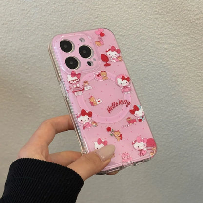 Cute Sanrio Kitty Magnetic For Magsafe Wireless Charge Phone Case For iPhone