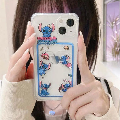 Cartoon Stitch Card Holder Slot Bag Wallet Phone Case