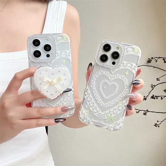 Lace Heart Painting Phone Case