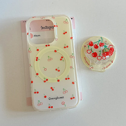 Cute Cherry Magnetic Stand Holder Phone Case