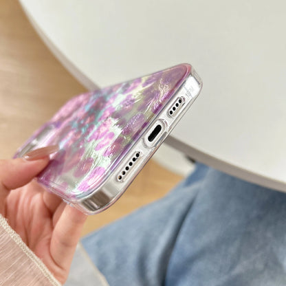Iridescent Pink Holographic Leopard Print with Wrist Chain Trendy Phone Case