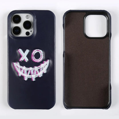 Retro Embroidery Genuine Leather Phone Case For iPhone