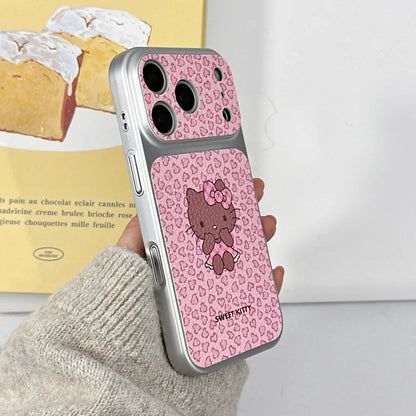 Electroplating Skin Powder Leopard Print Kitty Phone Case For iPhone