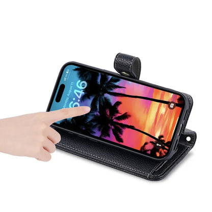 Zipper Wallet with Cards Solt  Flip Cover For iPhone