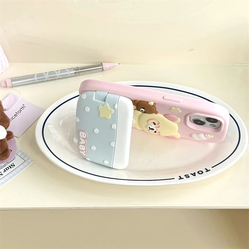 New 3D Rilakkuma Phone Holder Case For iPhone