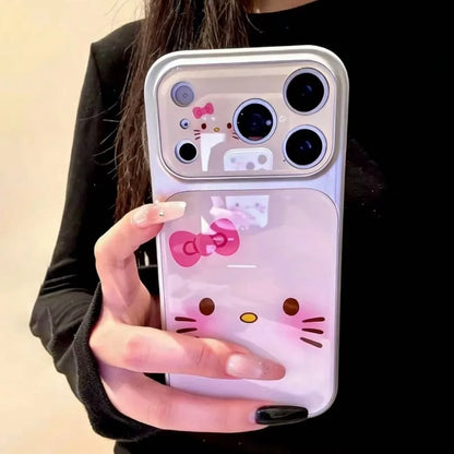 Simple and Cute Cartoon Cat Acrylic Large Window Phone Case For iPhone