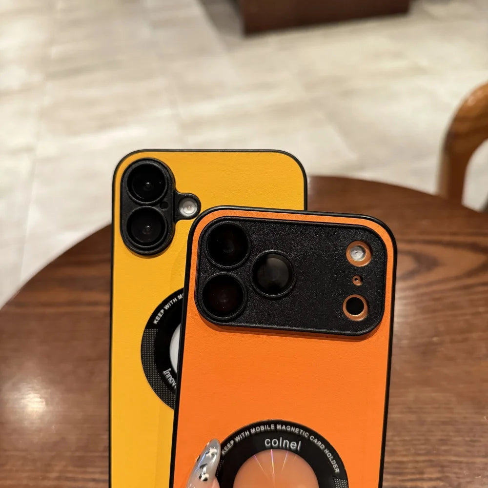 Magsafe Bracket Holder Leather Case For iPhone