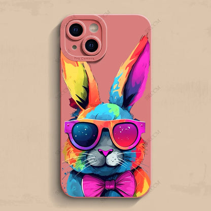 Cute Colorful Rabbit Silicone Phone Case For iPhone