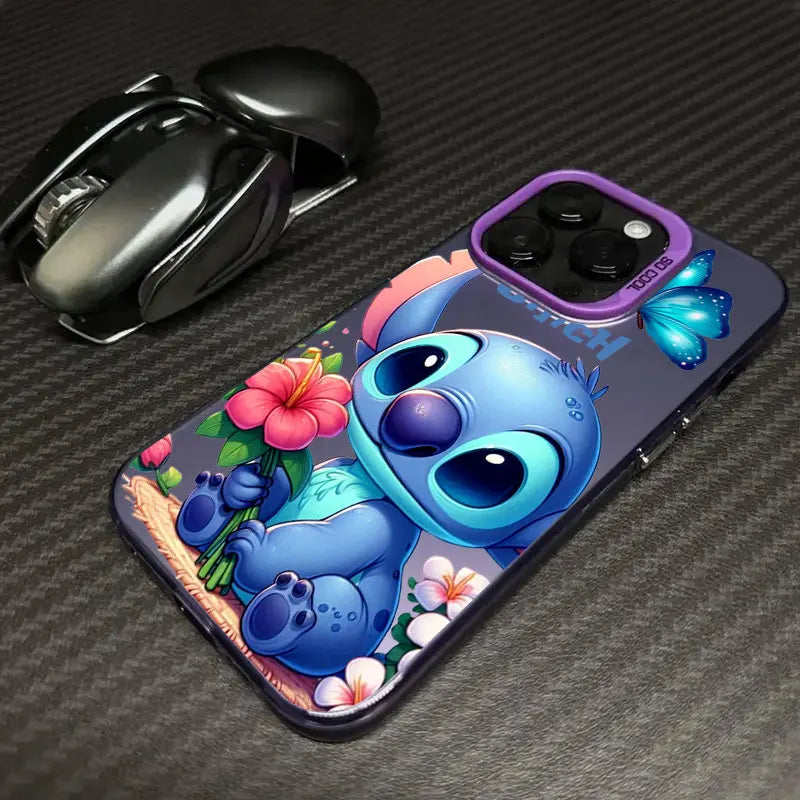 Disney Cute Stitch Flower Love Phone Case For iPhone