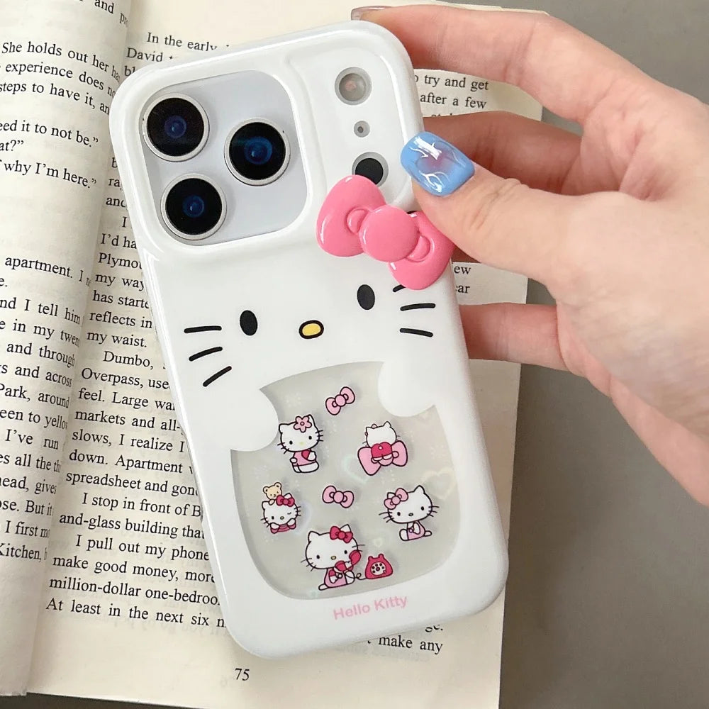Glitter Laser Love Heart Hello Kitty Phone Case For iPhone