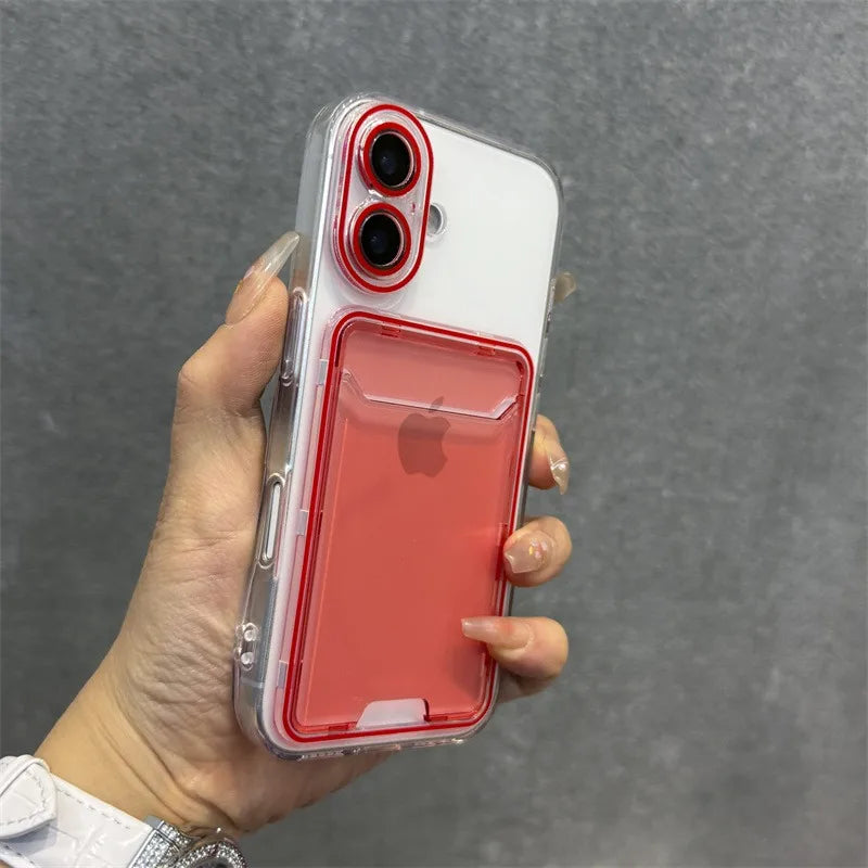 Transparent Card Holder Slot Case  For iPhone