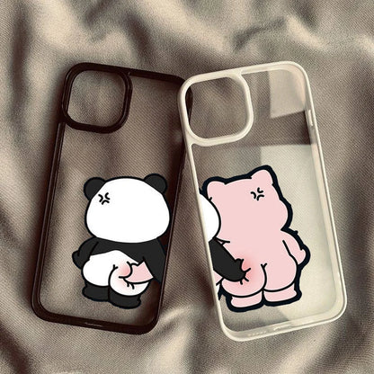 Cartoon Rabbit Panda Bear Pinch Butt Couple Phone Case