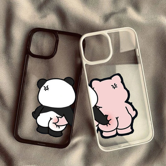 Cartoon Rabbit Panda Bear Pinch Butt Couple Phone Case