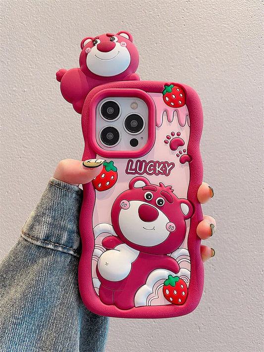 Cute 3D Cartoon Lotso Strawberry Bear Phone Case