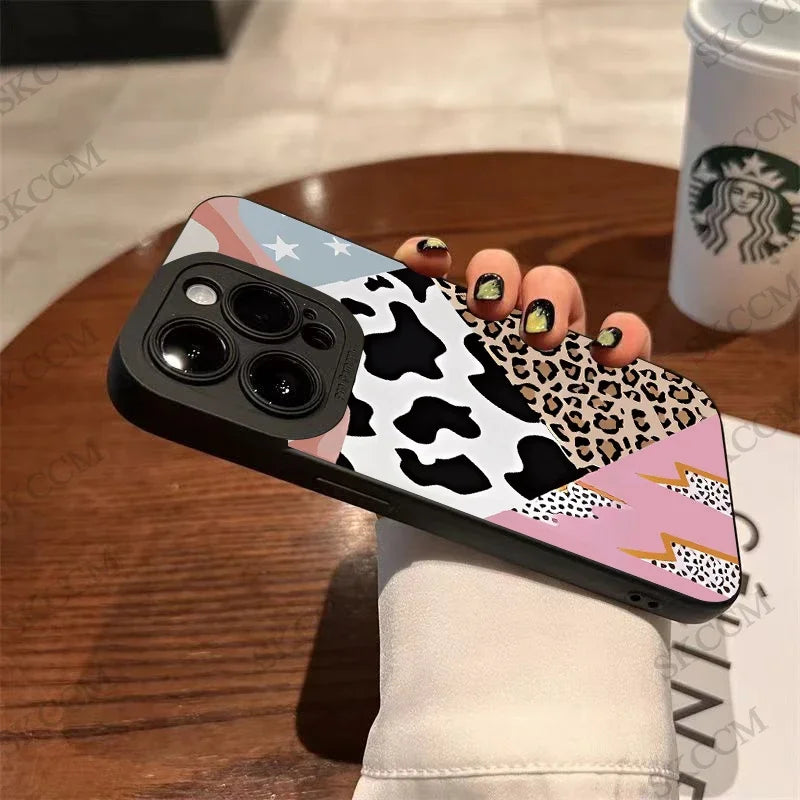 Creative Leopard Cow Silicone Phone Case For iPhone