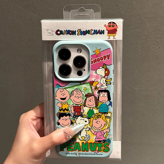 Lovely Cartoon ASnoopy Imitation Leather Phone Case For iPhone