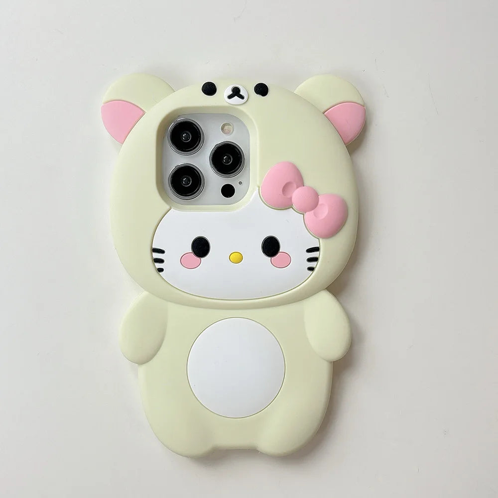 Funny Rilakkuma Bear Hello Kitty Soft Silicone Case For iPhone