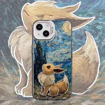Cute Eevee Moon OilPainting Phone Case For iPhone