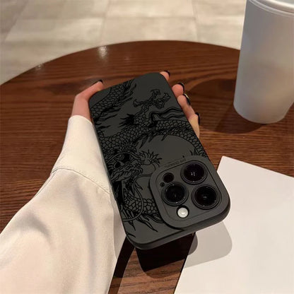 Black Chinese Dragon Silicone Phone Case For iPhone