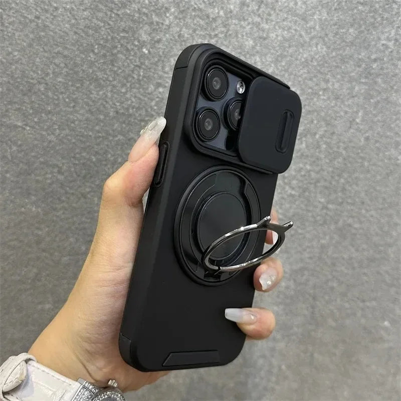 Heavy-Duty Rugged Armor Magnetic Bracket Phone Case For iPhone