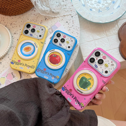 Korean Candy Colors Fold 360° Rotating Vegetable Magnetic Bracket Phone Case For iPhone
