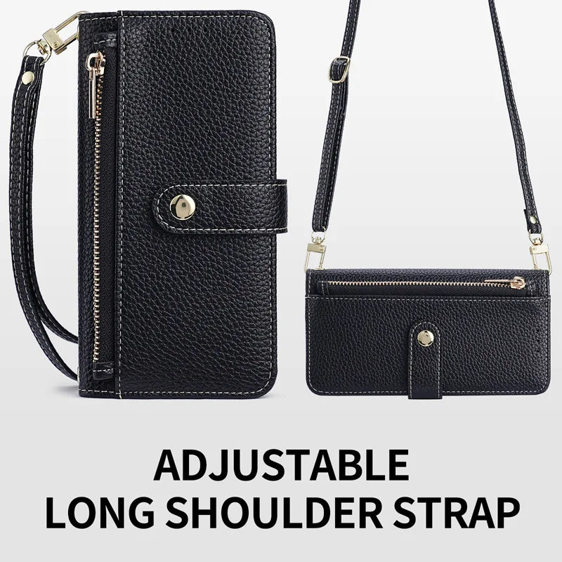 Zipper Wallet with Cards Solt  Flip Cover For iPhone