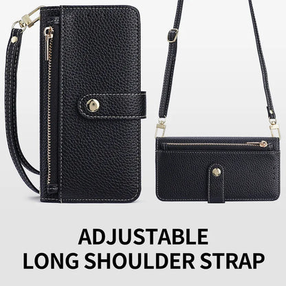 Zipper Wallet with Cards Solt  Flip Cover For iPhone