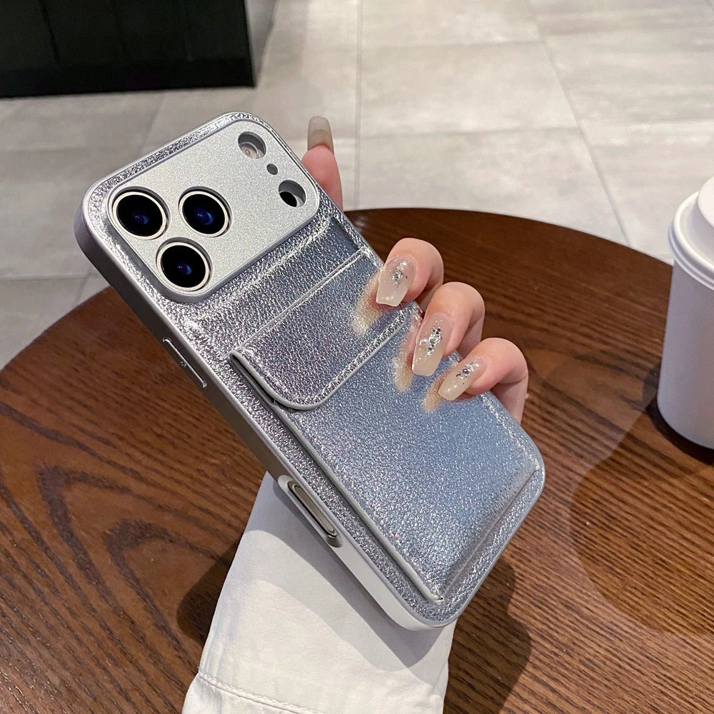 Card Slot Wallet PU Leather Bracket Case For iPhone
