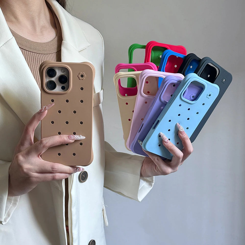 Luxury Diy Charms Holes Phone Case For iPhone