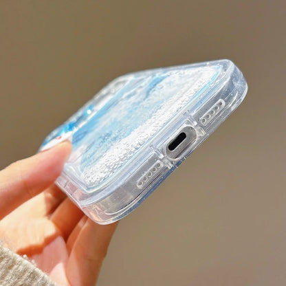 Flower Flowing Sand Snowman Kitty Snowflake Soft Cover For iPhone