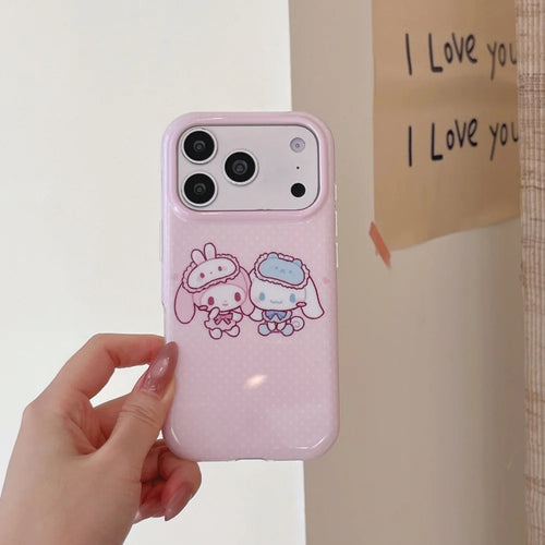 Sanrio My Melody Cinnamoroll Phone Case Pink Polka Dot Large Camera Window Glossy Anti-drop Soft Phone Shell For iPhone