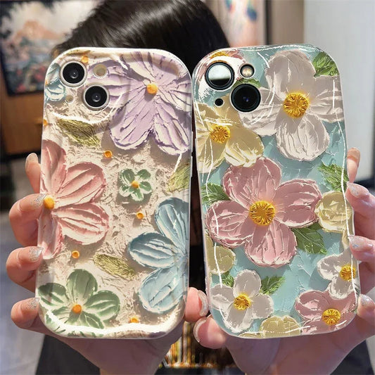 Oil Painting Flowers Phone Case For iPhone