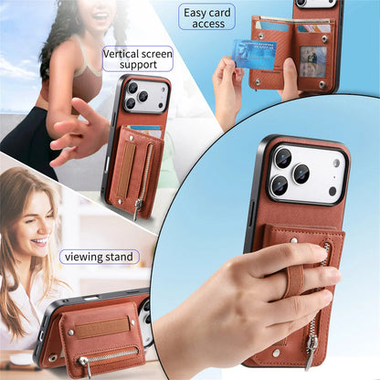 Wrist Strap Flip Rfid Wallet with Card Holder Phone Case  For iPhone