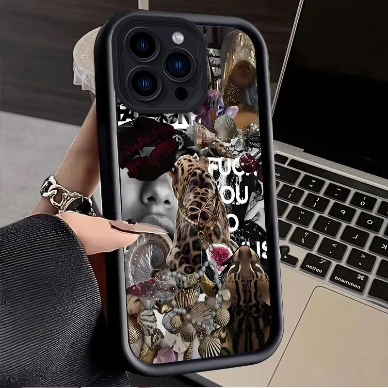 Fashionable Leopard Print Collage Plain Case For iPhone