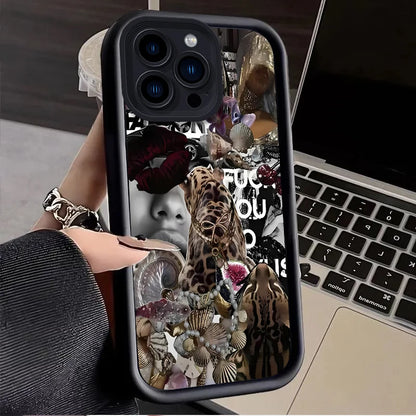 Fashionable Leopard Print Collage Plain Case For iPhone