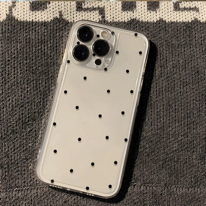 Luxury Transparent Black Circular Dots Clear Back Phone Case