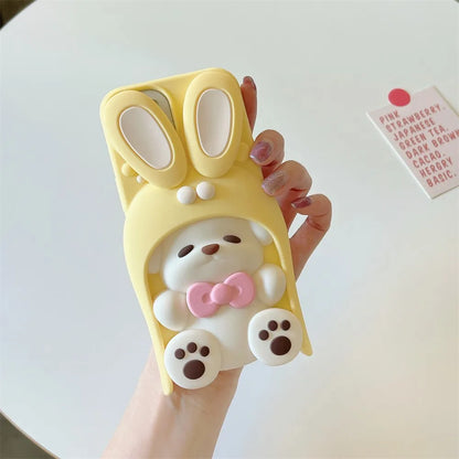 Cute 3D Rotating Ear Bow Dog Silicone Phone Case