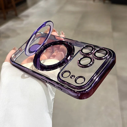 For Magsafe Plating Bracket Stand Case  For iPhone