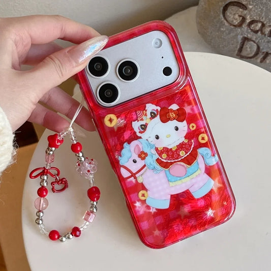 Luxury Cute Double Red Layer Printed Pony Kitty Hot Sale Phone Case For iPhone